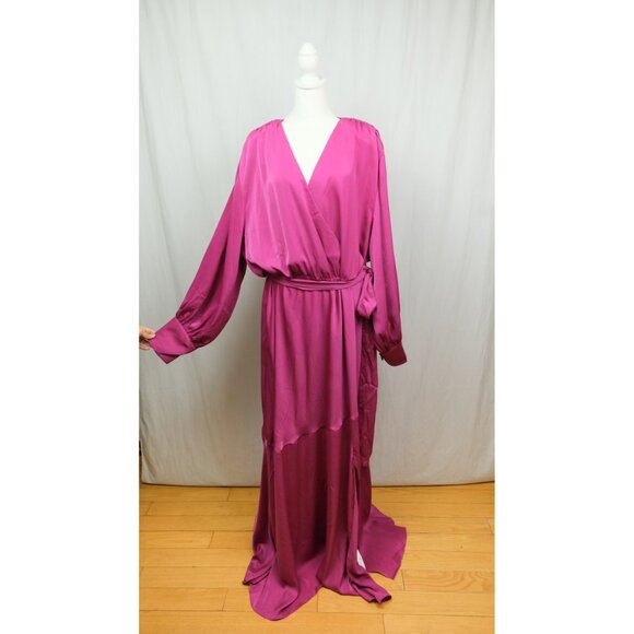 ELOQUII Satin Maxi Dress - 26, Magenta $150 - Picture 11 of 12